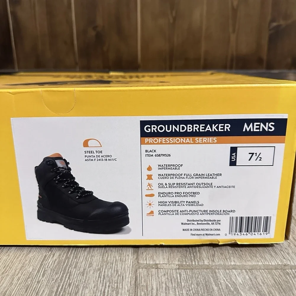 Herman Survivors Groundbreaker Men 7.5 Black Work Boots Steel Toe Waterproof NEW